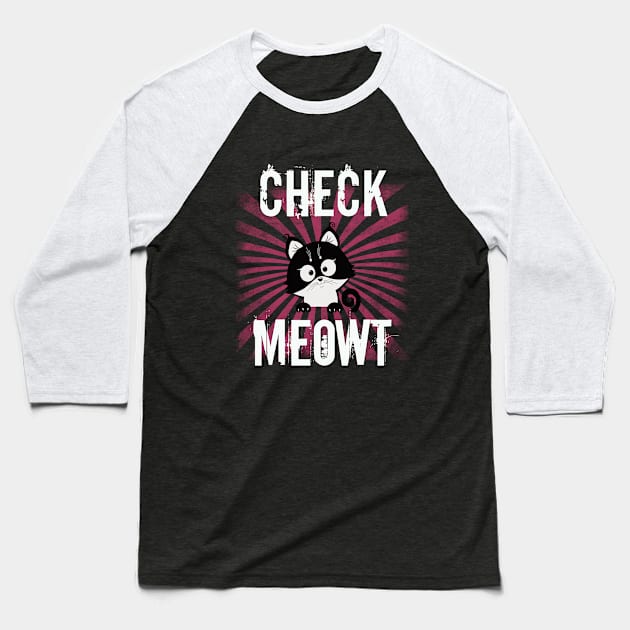 Cat - Check Meowt Baseball T-Shirt by Kudostees